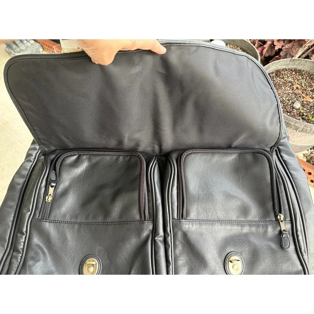Carolina Panthers Highland Leather Travel Garment Fold-Over Suit Noir Black Bag